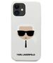 Original Case IPHONE 12 MINI Karl Lagerfeld Hardcase Silicone Karl`s Head (KLHCP12SSLKHWH) white 3700740482773