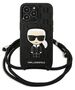 Original Case IPHONE 13 PRO Karl Lagerfeld Hardcase Leather Monogram Patch And Cord Iconik (KLHCP13LCMNIPK) black 3666339049904