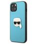 Original Case IPHONE 13 MINI Karl Lagerfeld Hardcase Leather Ikonik Karl`s Head Metal (KLHCP13SPKMB) blue 3666339028619