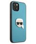 Original Case IPHONE 13 MINI Karl Lagerfeld Hardcase Leather Ikonik Karl`s Head Metal (KLHCP13SPKMB) blue 3666339028619