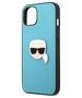 Original Case IPHONE 13 MINI Karl Lagerfeld Hardcase Leather Ikonik Karl`s Head Metal (KLHCP13SPKMB) blue 3666339028619