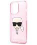 Original Case IPHONE 13 PRO MAX Karl Lagerfeld Hardcase Glitter Karl`s Head (KLHCP13XKHTUGLP) pink 3666339027568