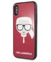 Original Case IPHONE X / XS Karl Lagerfeld Iconic Glitter Karl`s Head (KLHCPXDLHRE) red 3700740444818