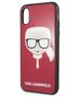 Original Case IPHONE X / XS Karl Lagerfeld Iconic Glitter Karl`s Head (KLHCPXDLHRE) red 3700740444818