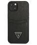 Case IPHONE 13 MINI Guess Hardcase Saffianotriangle Logo Cardslot (GUHCP13SPSATPK) black 3666339048082