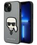 Original Case IPHONE 14 PLUS Karl Lagerfeld Hardcase Saffiano Karl`s Head Patch silver 3666339077082