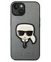 Original Case IPHONE 14 PLUS Karl Lagerfeld Hardcase Saffiano Karl`s Head Patch silver 3666339077082