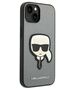 Original Case IPHONE 14 PLUS Karl Lagerfeld Hardcase Saffiano Karl`s Head Patch silver 3666339077082