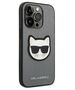 Original Case IPHONE 14 PRO MAX Karl Lagerfeld Hardcase Saffiano Choupette Head Patch silver 3666339077020