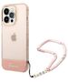 Original Case IPHONE 14 PRO Guess Hardcase Translucent Pearl Strap pink 3666339064303