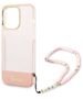 Original Case IPHONE 14 PRO Guess Hardcase Translucent Pearl Strap pink 3666339064303