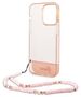 Original Case IPHONE 14 PRO Guess Hardcase Translucent Pearl Strap pink 3666339064303