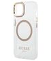 Original Case IPHONE 14 PLUS Guess Hard Case Metal Outline Magsafe (GUHMP14MHTRMD) gold 3666339069711