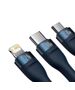 3in1 USB cable Baseus Flash Series, USB-C + micro USB + Lightning, 100W, 1.2m (blue) 6932172608729