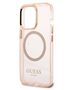 Original Case IPHONE 13 PRO Guess Hard Case Gold Outline Translucent MagSafe (GUHMP13LHTCMP) pink 3666339057114