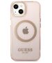 Original Case IPHONE 13 Guess Hard Case Gold Outline Translucent MagSafe (GUHMP13MHTCMP) pink 3666339057107