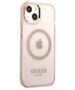 Original Case IPHONE 13 Guess Hard Case Gold Outline Translucent MagSafe (GUHMP13MHTCMP) pink 3666339057107