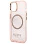 Original Case IPHONE 13 Guess Hard Case Gold Outline Translucent MagSafe (GUHMP13MHTCMP) pink 3666339057107