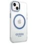 Original Case IPHONE 14 PLUS Guess Hard Case Metal Outline Magsafe (GUHMP14MHTRMB) blue 3666339069797