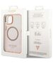 Original Case IPHONE 14 Guess Hard Case Gold Outline Translucent MagSafe (GUHMP14SHTCMP) pink 3666339069667