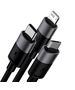 3in1 USB cable Baseus StarSpeed Series, USB-C + Micro + Lightning 3,5A, 1.2m (Black) 6932172622268