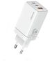 Wall Charger USAMS 2xUSB-C+1xUSB 65W (only head) GaN PD3.0 +QC3.0 Fast Charging white Sandru Series CC180TC02 (US-CC180) 6958444905174