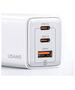 Wall Charger USAMS 2xUSB-C+1xUSB 65W (only head) GaN PD3.0 +QC3.0 Fast Charging white Sandru Series CC180TC02 (US-CC180) 6958444905174