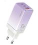 Wall Charger USAMS 2xUSB-C+1xUSB 65W (only head) GaN PD3.0 +QC3.0 Fast Charging gradient purple Sandru Series CC180TC03 (US-CC180) 6958444905181