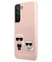 Original Case SAMSUNG GALAXY S22+ PLUS Karl Lagerfeld Hardcase Silicone Ikonik Karl & Choupette (KLHCS22MSSKCI) light pink 3666339046965