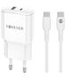 Forever TC-01-20AC PD QC charger 1x USB-C 1x USB 20W white + USB-C - USB-C cable 20W 5907457738560