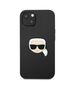 Original Case IPHONE 13 MINI Karl Lagerfeld Hardcase Leather Ikonik Karl`s Head Metal (KLHCP13SPKMK) black 3666339028497