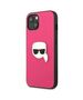 Original Case IPHONE 13 MINI Karl Lagerfeld Hardcase Leather Ikonik Karl`s Head Metal (KLHCP13SPKMP) pink 3666339028572