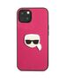 Original Case IPHONE 13 MINI Karl Lagerfeld Hardcase Leather Ikonik Karl`s Head Metal (KLHCP13SPKMP) pink 3666339028572