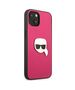 Original Case IPHONE 13 MINI Karl Lagerfeld Hardcase Leather Ikonik Karl`s Head Metal (KLHCP13SPKMP) pink 3666339028572