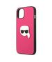 Original Case IPHONE 13 MINI Karl Lagerfeld Hardcase Leather Ikonik Karl`s Head Metal (KLHCP13SPKMP) pink 3666339028572