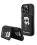 Original Case APPLE IPHONE 15 PRO Karl Lagerfeld Hardcase Saffiano Cardslots and Stand Monogram Ikonik Patch (KLHCP15LSAKKNSCK) black 3666339169497