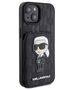 Original Case APPLE IPHONE 15 Karl Lagerfeld Hardcase Saffiano Cardslots and Stand Monogram Ikonik Patch (KLHCP15SSAKKNSCK) black 3666339169473