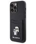 Karl Lagerfeld case for iPhone 15 Pro Max 6,7&quot; KLHCP15XSAPKCNPK black hardcase Saffiano Cardslot KC Metal Pin 3666339165543