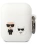 Original Case APPLE AIRPODS Karl Lagerfeld Silicone Karl & Choupette (KLACA2SILKCW) white 3666339088194