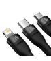 3in1 USB cable Baseus Flash Series, USB-C + micro USB + Lightning, 100W, 1.2m (black) 6932172608712