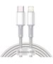 USB-C to Lightning Baseus High Density Braided Cable, 20W, PD, 2m (white) 6953156231955