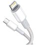 USB-C to Lightning Baseus High Density Braided Cable, 20W, PD, 2m (white) 6953156231955