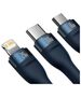 3in1 USB cable Baseus Flash Series 2, USB-C + micro USB + Lightning, 100W, 1.2m (blue) 6932172608750