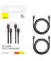 Cable Baseus Cafule USB-C do USB-C 100W, 2m, 2-Pack (Red-Black, Gray-Black) 6932172657444