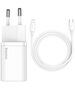 Baseus wall charger Super Si PD 20W 1x USB-C white + USB-C - Lightning cable 6953156230064