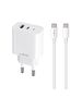 Maxlife MXTC-06-20AC PD QC charger 1x USB-C 1x USB 20W white + USB-C - USB-C cable 20W 5907457738409