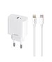 Maxlife MXTC-06-20C PD QC charger 1x USB-C 20W white + USB-C - Lightning cable 20W 5907457738416