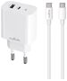 Maxlife MXTC-06-30AC PD QC charger 1x USB-C 1x USB 30W white + USB-C - USB-C cable 60W 5907457738430