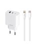 Maxlife MXTC-06-20AC PD QC charger 1x USB-C 1x USB 20W white + USB-C - Lightning cable 20W 5907457738423