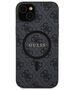 Original Case IPHONE 13 / 14 / 15 Guess Hardcase 4G Collection Leather Metal Logo MagSafe (GUHMP15SG4GFRK) black 3666339226329